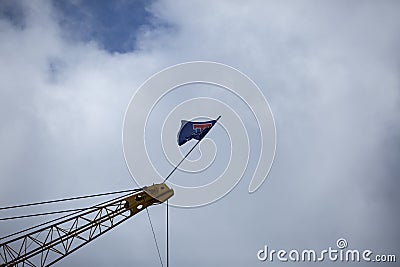 Louisiana Tech University Flag on Construction Crane Editorial Stock Photo